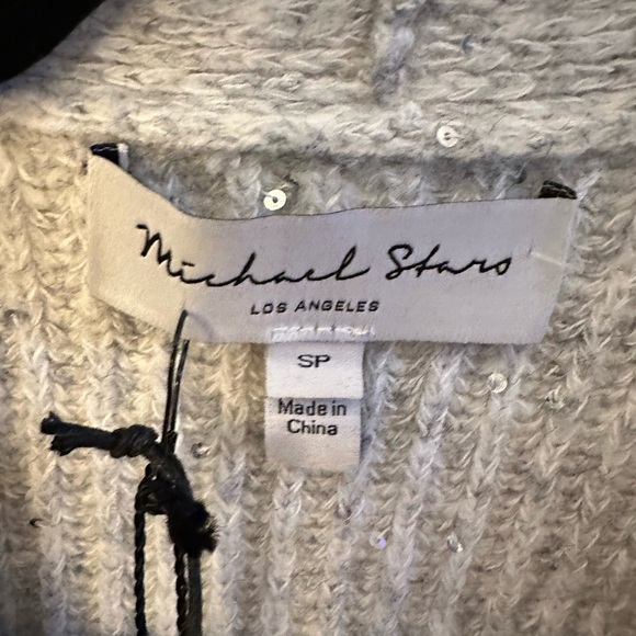 NWT SP MICHAEL STARS Laurel grey sparkle detail woman surplice Wrap rib sweater - Picture 6 of 16